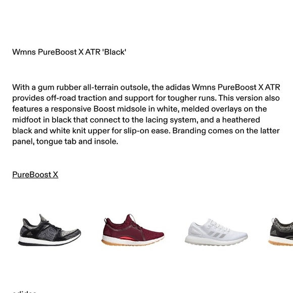 ADIDAS Pure Boost X ATR Running Shoes 7 black white - Picture 7 of 13